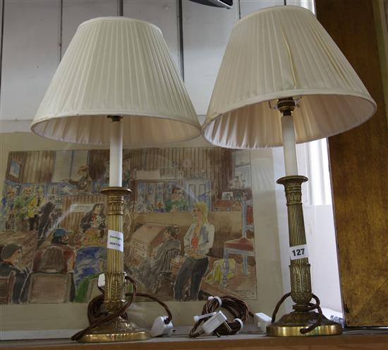 Pair of ormolu candlestick table lamps